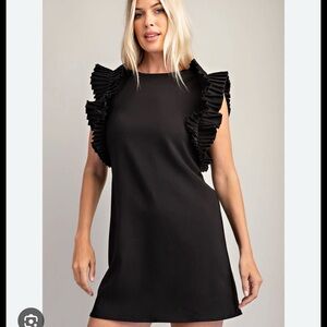 Lulu's Elegant Black Dress with Ruffle Detail
